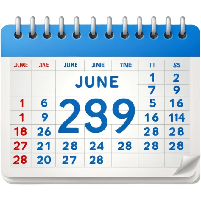 A calendar with the date June 29th on it emoji