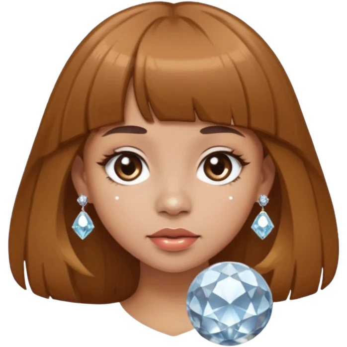i want an emoji of a girl, with brown bangs and long hair and a diamond ball piercing on the nose emoji