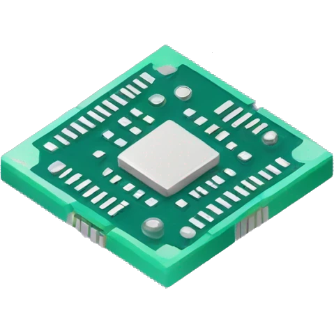 Green microchip in isometric view emoji