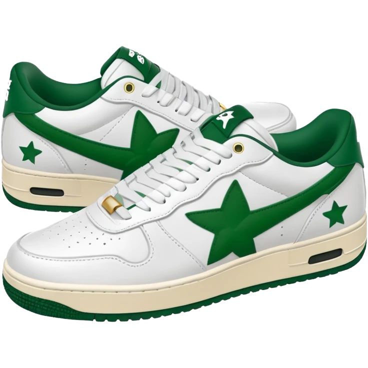 Сделай кроссовки BAPE STA белые с темно-зелеными  emoji