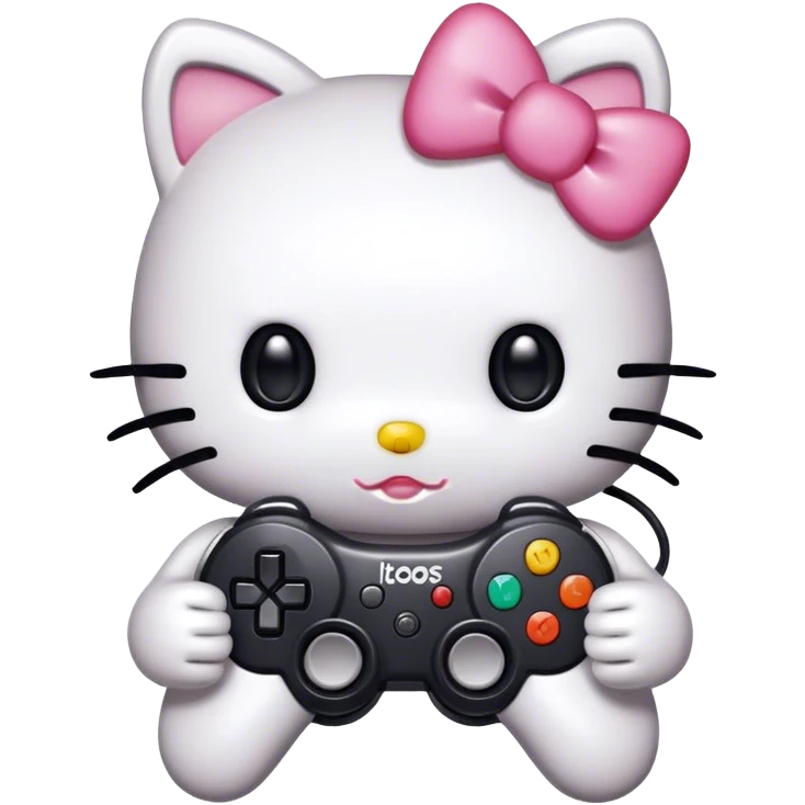 Hello kitty holding game controller emoji
