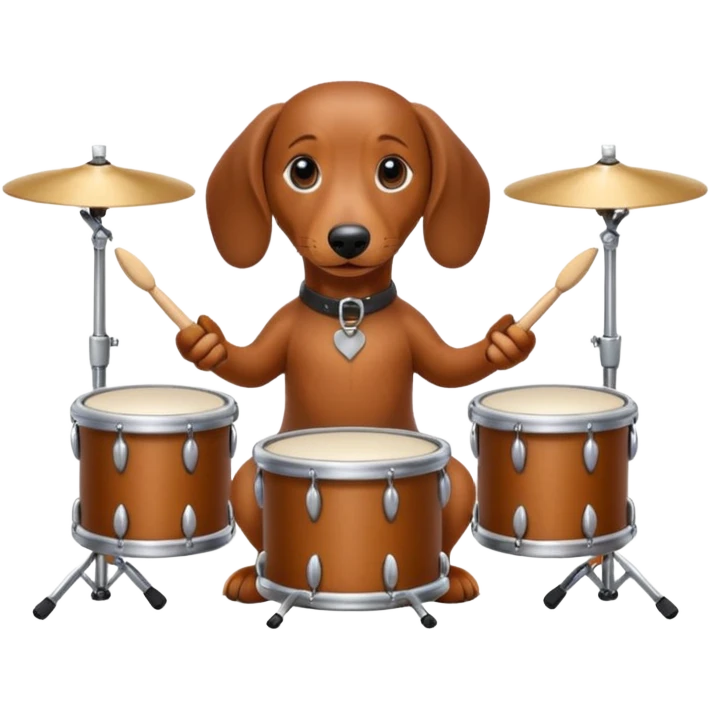 A dachshund playing drums  emoji