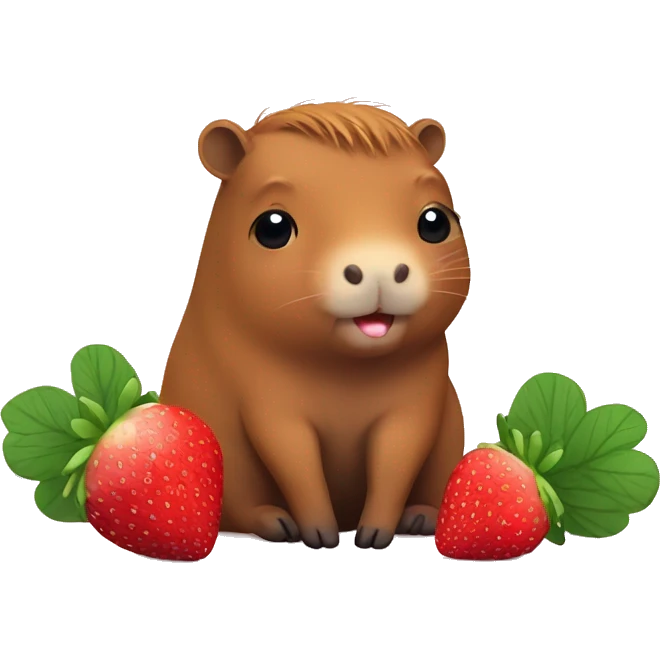 Cute capybara with strawberry emoji