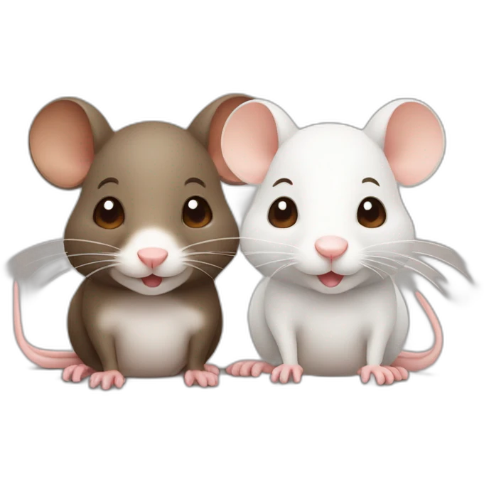 Three cute rats, one white, the other two brown emoji