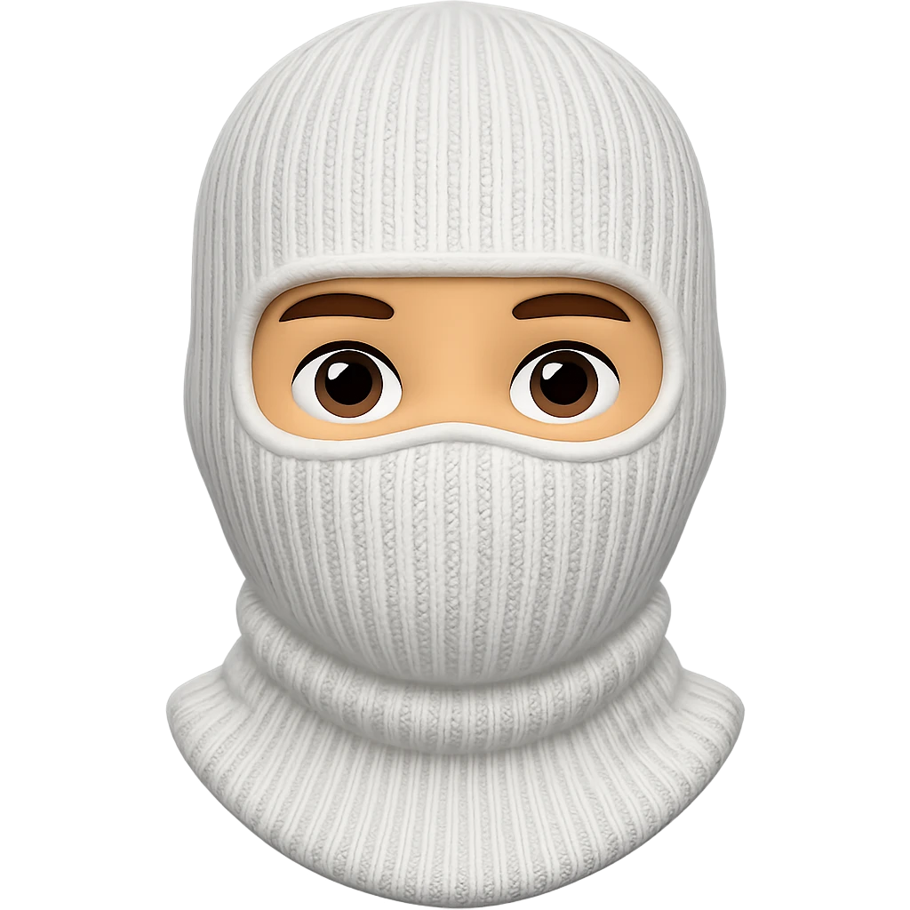 white balaclava emoji style without mouth emoji