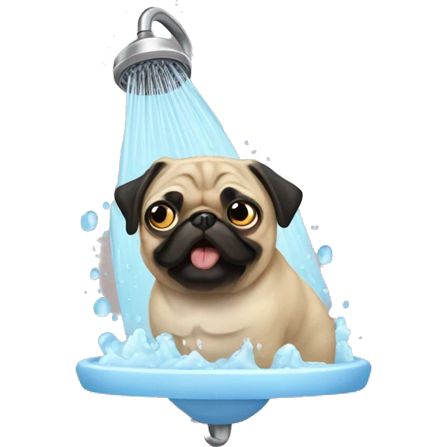 pug taking a shower emoji