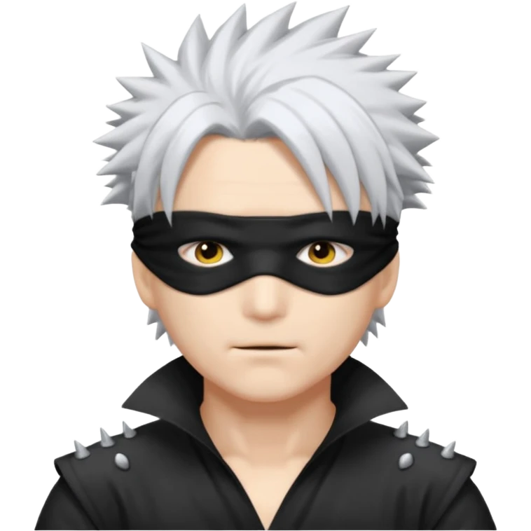 Gojo saturo with spiky hair and blind fold emoji