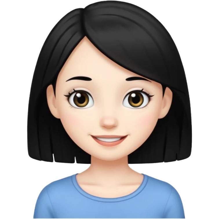 A white skin daughter with black hair and eyes. Skinny and cute emoji