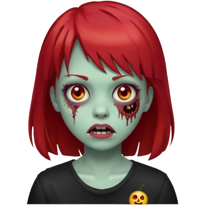 zombie girl with red hair and bangs emoji emoji