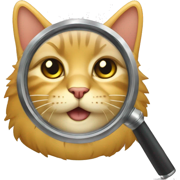 empreinte de chat sous une loupe emoji