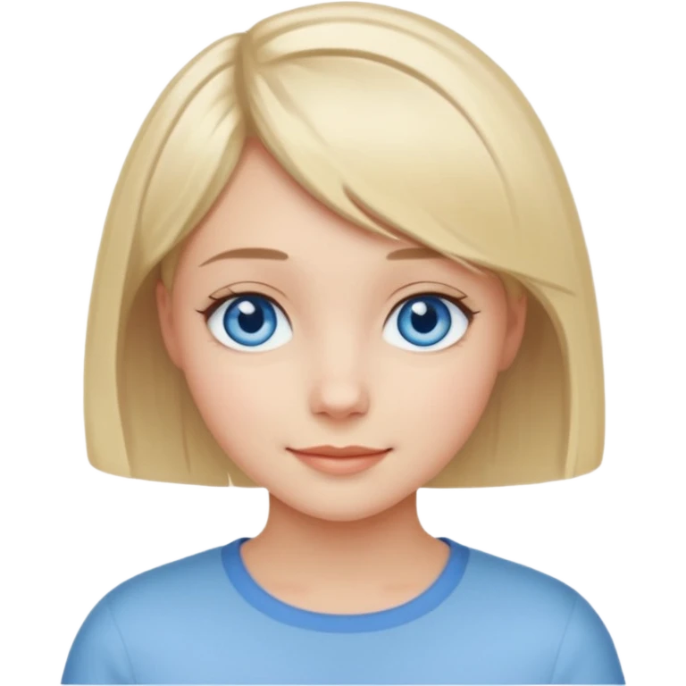 Светловолосая девушка с голубыми глазами и с прической короче каре emoji