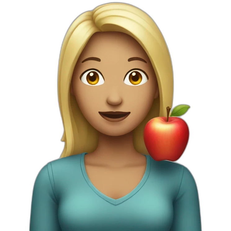 woman holding an apple emoji