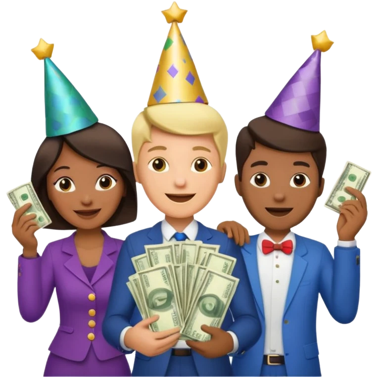 group of people who just won money emoji