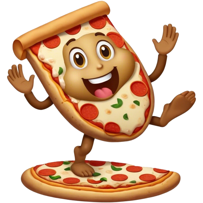 Potato surfing while trying to eat a pizza emoji