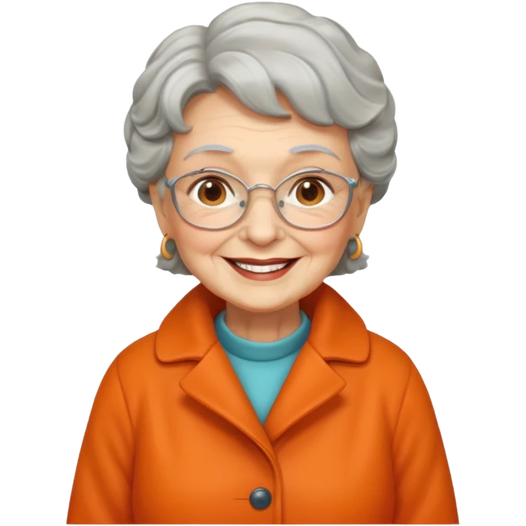 a granny with orange coat emoji