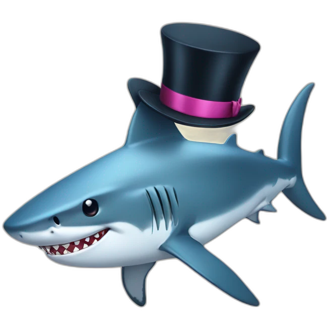Shark with a top hat emoji