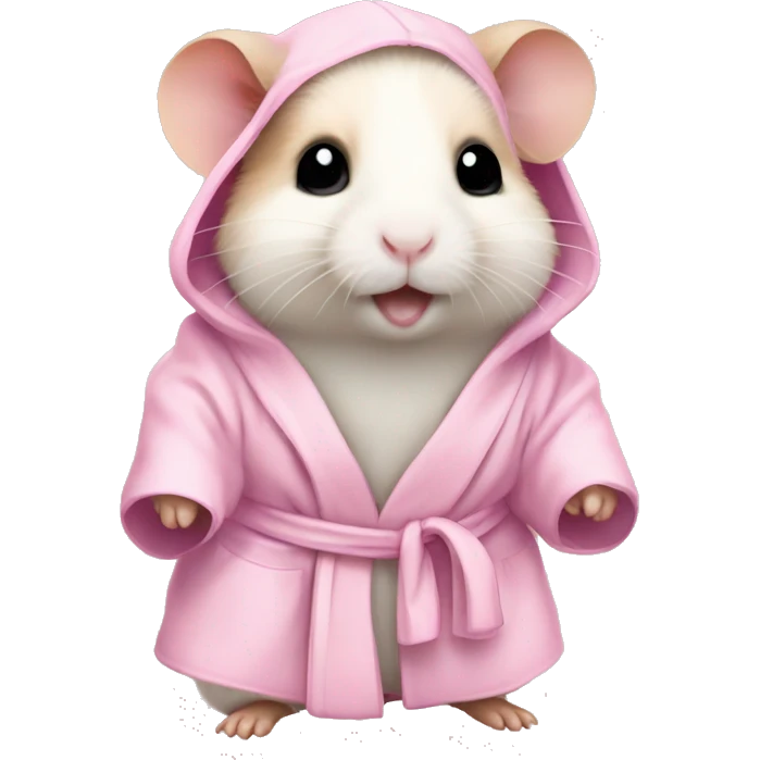 baby hamster in light pink robe full body emoji