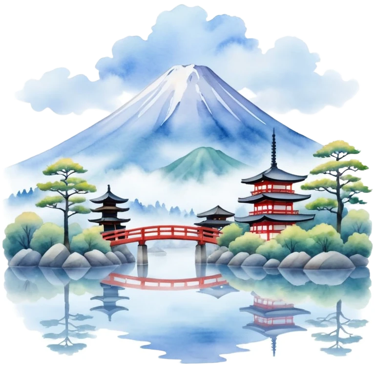 watercolor misty Japan  emoji