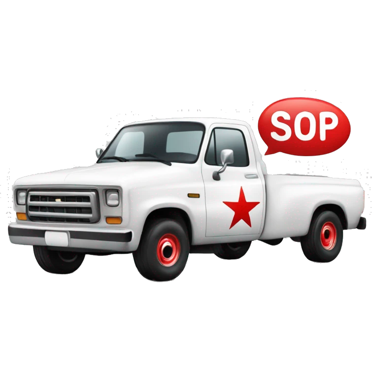 white pick up truck that says star line tours in red ink emoji