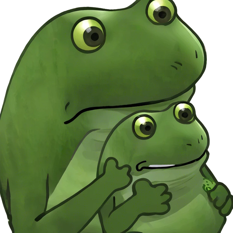 frog cradling baby frog emoji
