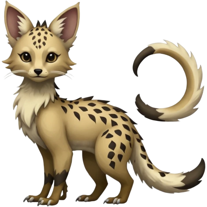 Feral Rare Fantasy Vernid-Trico-species by LiLaiRa, random markings, tufted tail, tufted ears, full body emoji
