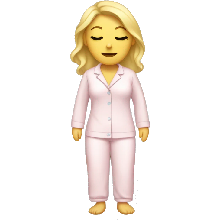 full body blonde white woman in pjs with eyes closed emoji