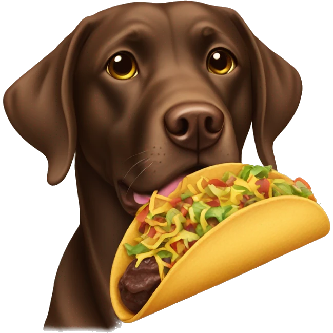Chocolate lab with a taco emoji