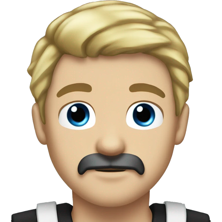 Male pirate black sash black moustache black sash short blond hair blue eyes emoji