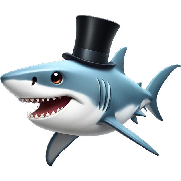 Shark with a top hat emoji