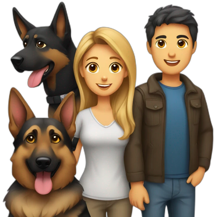 mom dad son and german shepherd emoji emoji