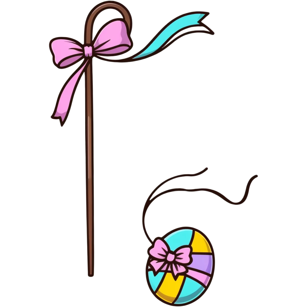 Easter whip with decorative ribbons and bows in pastel colors emoji