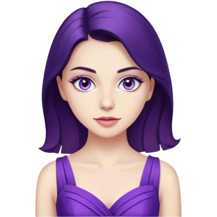 Demet özdemir as a character from game of thrones with lilac eyes and a purple dress. emoji