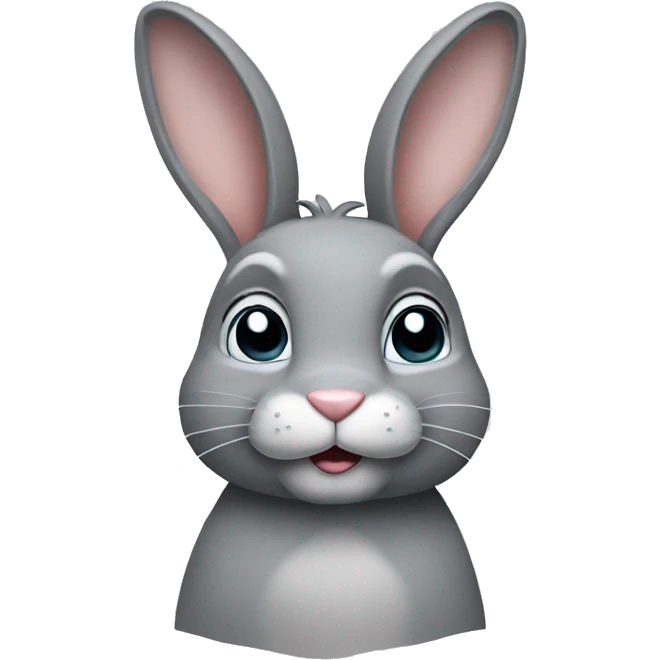Grey bunny with ears up emoji