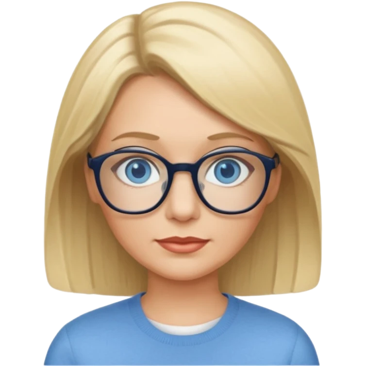 white woman about 50 blonde bobbed hair blue eyes glasses emoji