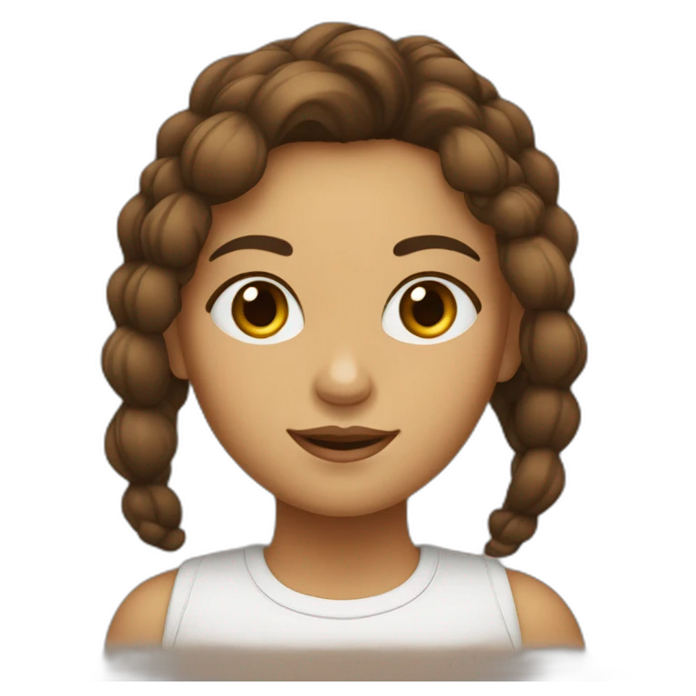 Menina branca com olhos grandes e cabelo marrom emoji