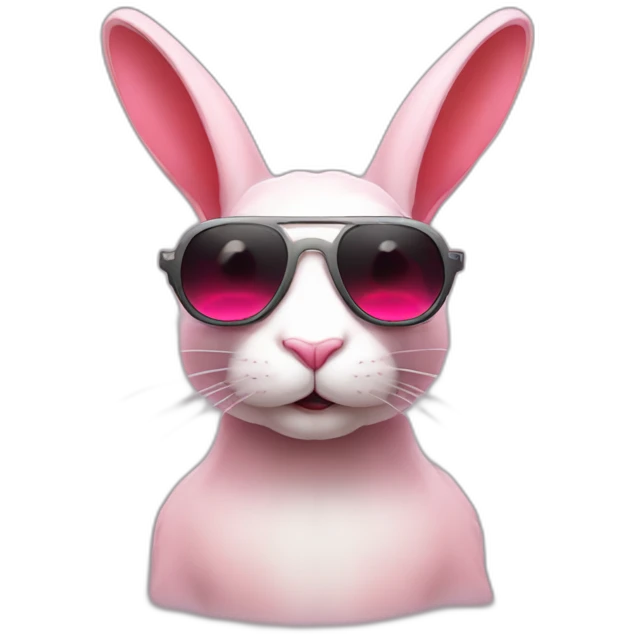 pale pink rage rabbit with red eyes cyberpunk sunglasses emoji
