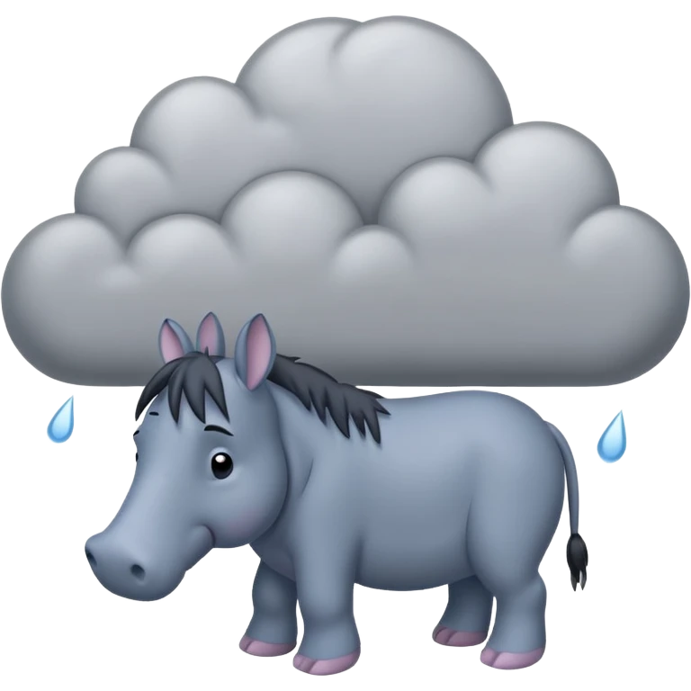 Eeyore under a raining cloud emoji