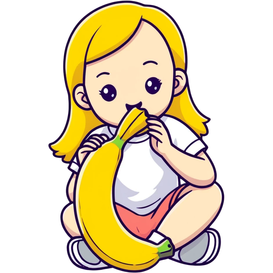 a girl that is eating a banana  emoji