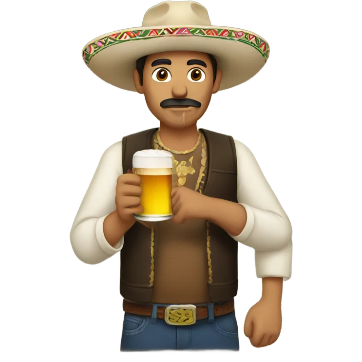 Mexican man drinking a beer emoji