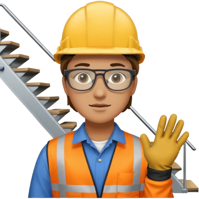 Stair Spotter and gloves. negative : character. emoji