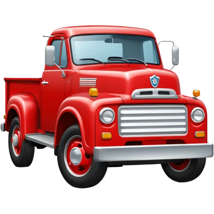 red truck with a plate showing white "TIR" on the front emoji
