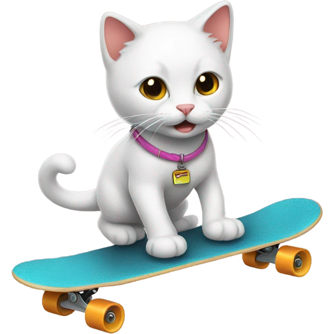 Kitty riding a skateboard emoji