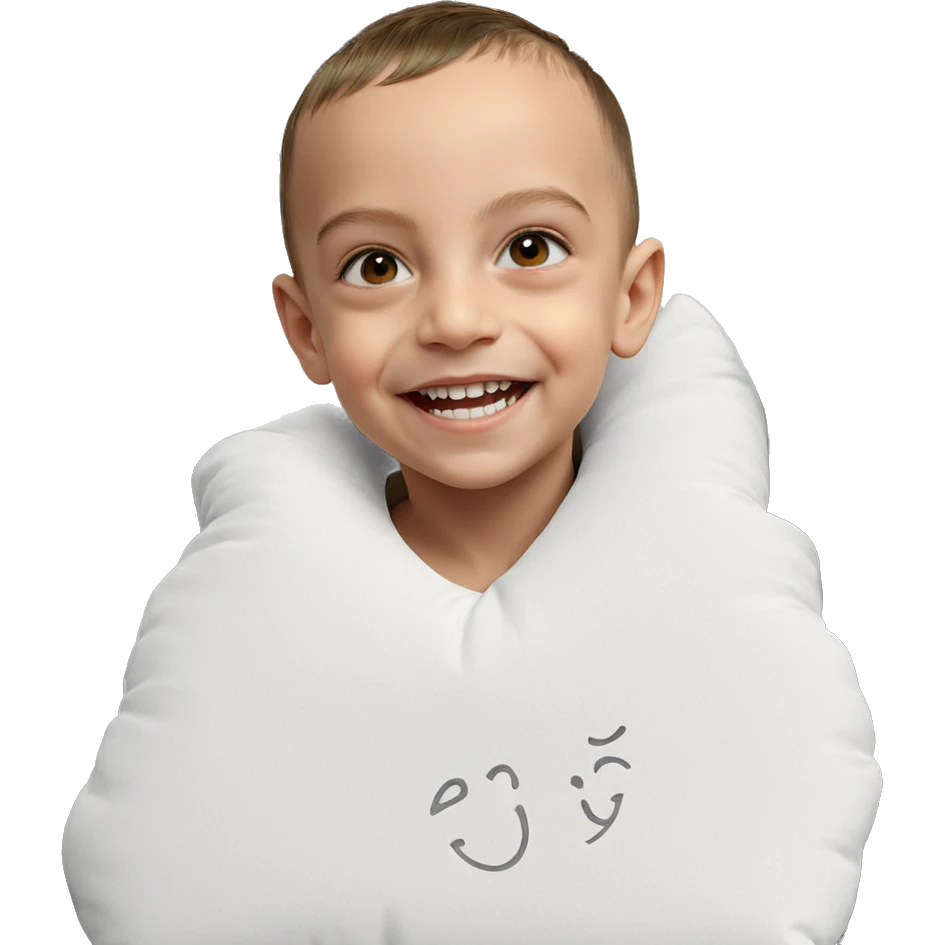 smiling boy with pillow emoji