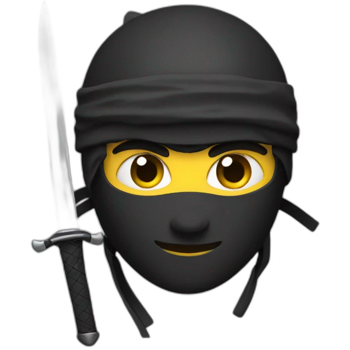a ninja with a t shaped dagger on its forehead emoji