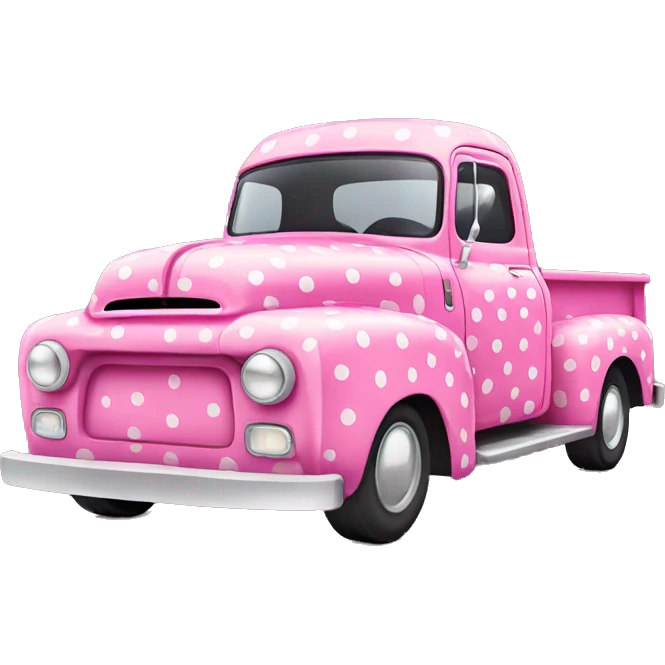 Pink polka dot pickup truck  emoji
