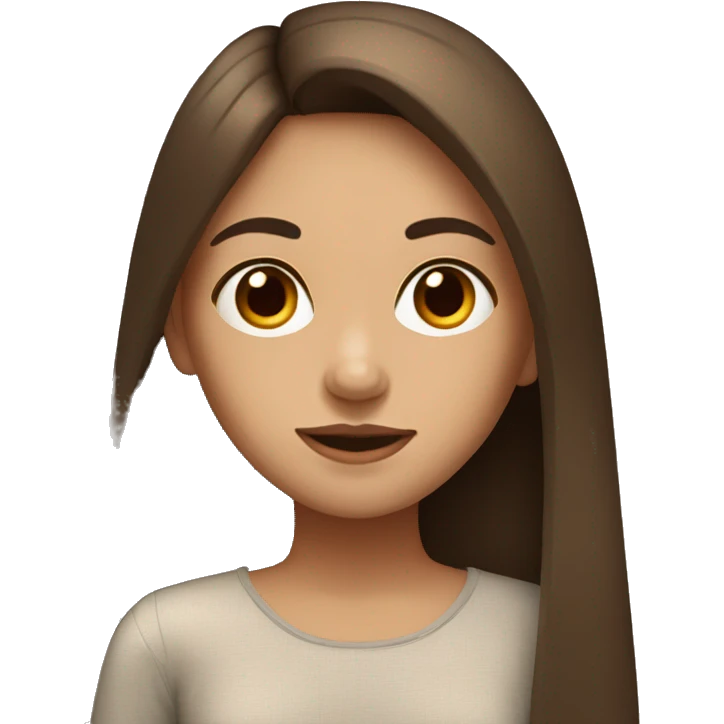 Portrait of a girl with long straight brown hair emoji