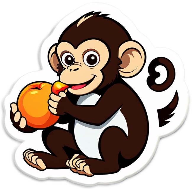 Monkey eating a peach emoji