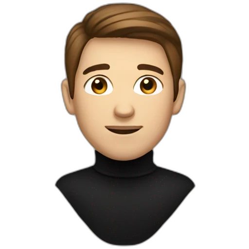 male brown haired designer with black turtleneck emoji