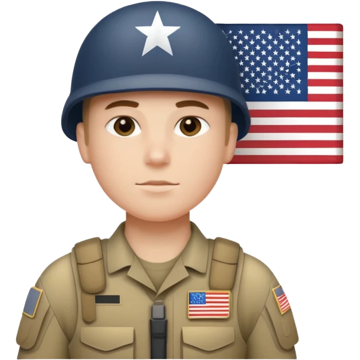 generate realistic white american soldier in body armor and full uniform with small usa flag on shoulder emoji