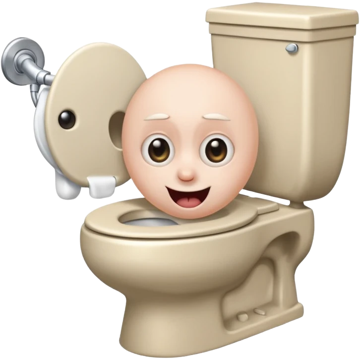 Labubu from funny cartoon with a toilet in its mouth, exaggerated humor, emoji style emoji